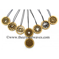 Wooden Carved Chakra Set With Flower Of Life Pendant